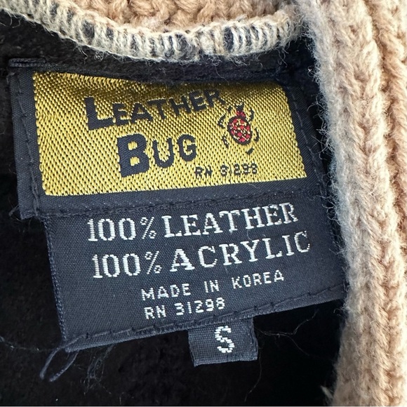 Vintage Leather Patchwork Sweater Coat by Leather Bug size S - Picture 8 of 13